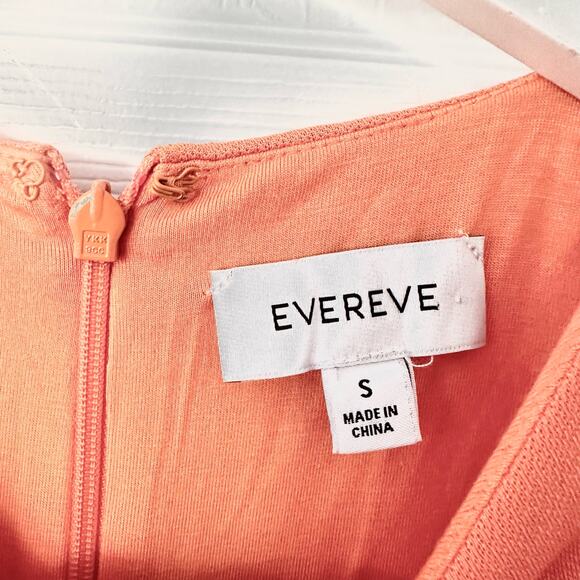 Evereve Zoe Strong Shoulder Ruched Midi Minimalist Slip Dress Orange Sorbet S - Picture 12 of 12